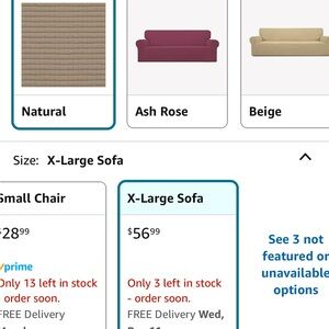 New “Natural” Color Slip Covers for Sofa